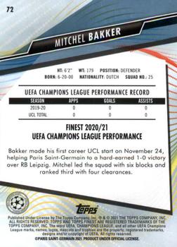 2020-21 Finest UEFA Champions League #72 Mitchel Bakker Back