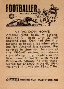 1966-67 A&BC Footballers #193 Don Howe Back