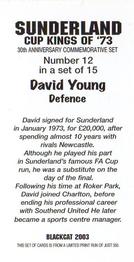2003 Blackcat Sunderland FA Cup Heroes of '73 #12 David Young Back