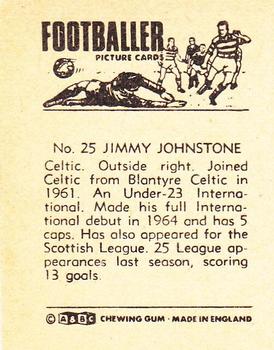1967-68 A&BC Chewing Gum Footballers (Scottish) #25 Jimmy Johnstone Back