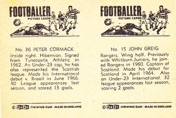 1967-68 A&BC Chewing Gum Footballers (Scottish) - Pairs Set #15 / 36 John Greig / Peter Cormack Back