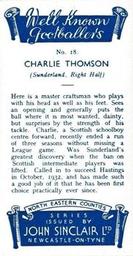 1938 John Sinclair Well Known Footballers (North Eastern Counties) #18 Charlie Thomson Back
