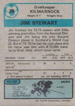 1975-76 Topps Footballers (Scottish, Blue Back) #29 Jim Stewart Back