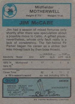 1975-76 Topps Footballers (Scottish, Blue Back) #36 Jim McCabe Back