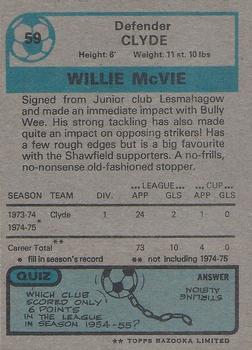1975-76 Topps Footballers (Scottish, Blue Back) #59 Willie McVie Back