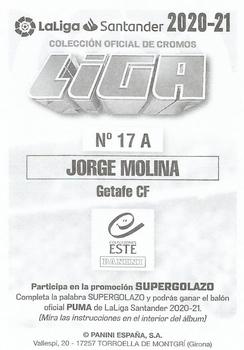 2020-21 Panini LaLiga Santander Este Stickers #17A Jorge Molina Back