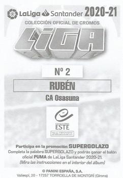 2020-21 Panini LaLiga Santander Este Stickers #2 Rubén Martinez Back