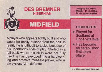 1976-77 Topps Footballers (Scottish, Red backs) #3 Des Bremner Back