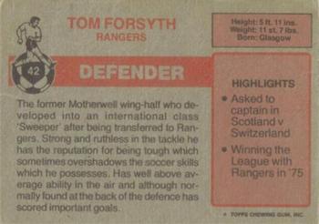 1976-77 Topps Footballers (Scottish, Red backs) #42 Tom Forsyth Back