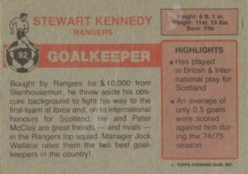 1976-77 Topps Footballers (Scottish, Red backs) #92 Stewart Kennedy Back