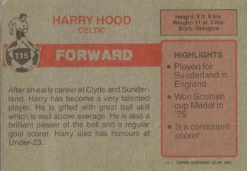 1976-77 Topps Footballers (Scottish, Red backs) #115 Harry Hood Back