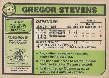 1978-79 Topps Footballers (Scottish, Green backs) #4 Gregor Stevens Back