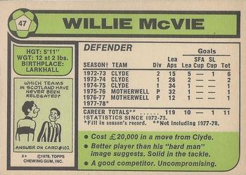 1978-79 Topps Footballers (Scottish, Green backs) #47 Willie McVie Back