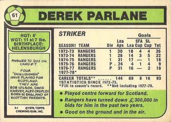 1978-79 Topps Footballers (Scottish, Green backs) #61 Derek Parlane Back
