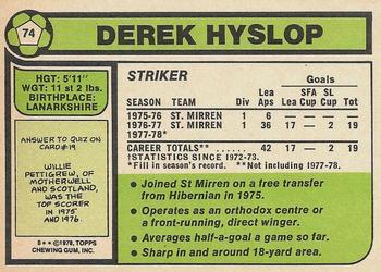 1978-79 Topps Footballers (Scottish, Green backs) #74 Derek Hyslop Back