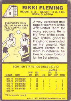 1977-78 Topps Footballers (Scottish, Yellow backs) #9 Rikki Fleming Back