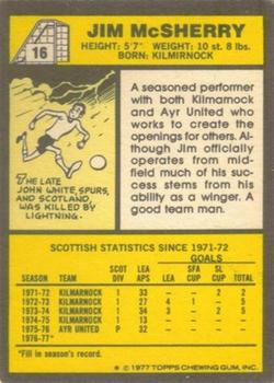 1977-78 Topps Footballers (Scottish, Yellow backs) #16 Jim McSherry Back