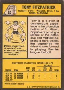 1977-78 Topps Footballers (Scottish, Yellow backs) #20 Tony Fitzpatrick Back
