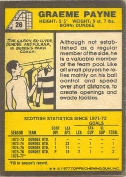 1977-78 Topps Footballers (Scottish, Yellow backs) #26 Graeme Payne Back