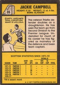 1977-78 Topps Footballers (Scottish, Yellow backs) #35 Jackie Campbell Back