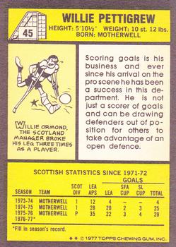 1977-78 Topps Footballers (Scottish, Yellow backs) #45 Willie Pettigrew Back