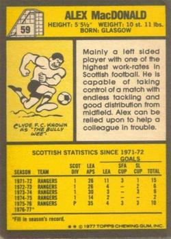 1977-78 Topps Footballers (Scottish, Yellow backs) #59 Alex MacDonald Back