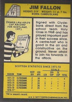 1977-78 Topps Footballers (Scottish, Yellow backs) #77 Jim Fallon Back