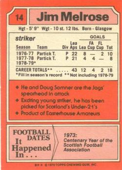 1979-80 Topps Footballers (Scottish, Red backs) #14 Jim Melrose Back
