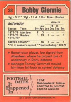 1979-80 Topps Footballers (Scottish, Red backs) #38 Bobby Glennie Back