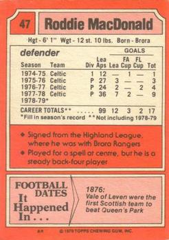 1979-80 Topps Footballers (Scottish, Red backs) #47 Roddie MacDonald Back