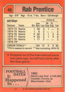 1979-80 Topps Footballers (Scottish, Red backs) #49 Rab Prentice Back