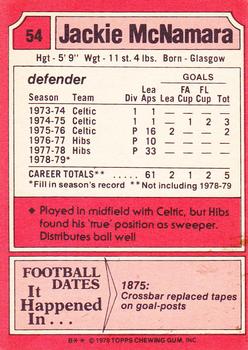 1979-80 Topps Footballers (Scottish, Red backs) #54 Jackie McNamara Back