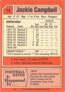 1979-80 Topps Footballers (Scottish, Red backs) #74 Jackie Campbell Back
