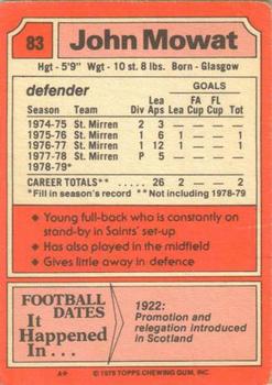 1979-80 Topps Footballers (Scottish, Red backs) #83 John Mowat Back