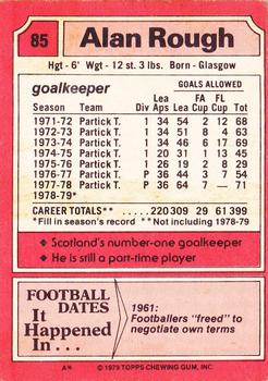 1979-80 Topps Footballers (Scottish, Red backs) #85 Alan Rough Back