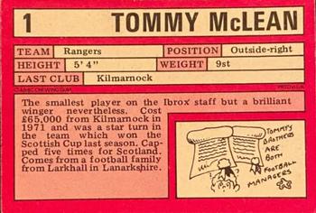 1973-74 A&BC Footballers (Scottish, Red backs) #1 Tommy McLean Back