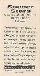 1972-73 Barratt & Co. Soccer Stars #36 Dennis Rofe Back