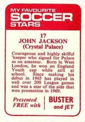 1971-72 IPC Magazines My Favourite Soccer Stars (Buster and Jet) #17 John Jackson Back
