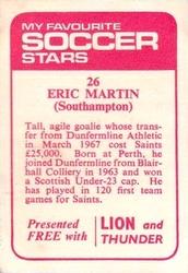 1971-72 IPC Magazines My Favorite Soccer Stars (Lion and Thunder) #26 Eric Martin Back