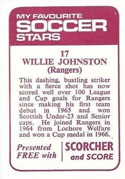 1971-72 IPC Magazines My Favorite Soccer Stars (Scorcher and Score) #17 Willie Johnston Back