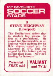 1971-72 IPC Magazines My Favorite Soccer Stars (Valiant and TV 21) #9 Steve Heighway Back