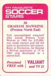 1971-72 IPC Magazines My Favorite Soccer Stars (Valiant and TV 21) #30 Graham Hawkins Back