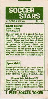 1970-71 Lyons Maid Soccer Stars #30 Geoff Hurst Back