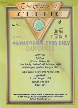 1998 Futera Platinum The Captains of Celtic - Promo Set #4 Dan Doyle Back