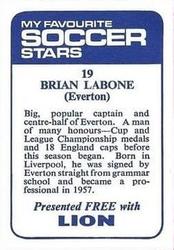 1969-70 IPC Magazines My Favorite Soccer Stars (Lion) #19 Brian Labone Back