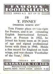 1954 Barratt & Co. Famous Footballers (A2) #28 Tom Finney Back