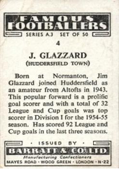 1955 Barratt & Co. Famous Footballers (A3) #4 Jimmy Glazzard Back