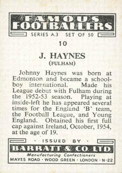 1955 Barratt & Co. Famous Footballers (A3) #10 Johnny Haynes Back