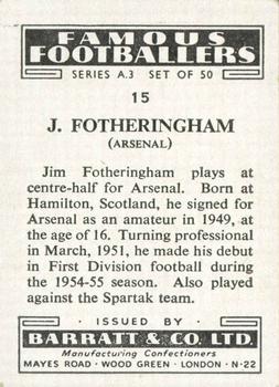 1955 Barratt & Co. Famous Footballers (A3) #15 Jim Fotheringham Back