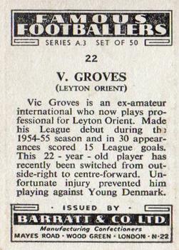 1955 Barratt & Co. Famous Footballers (A3) #22 Vic Groves Back